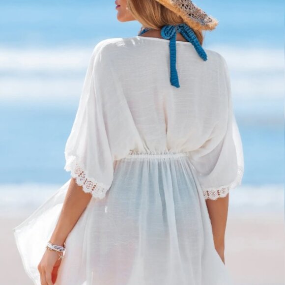 *NEW* CUPSHE Soft Shore White Cover-Up Kimono (Large) - Picture 2 of 6